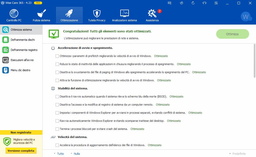 ottimizzare sistema windows 7